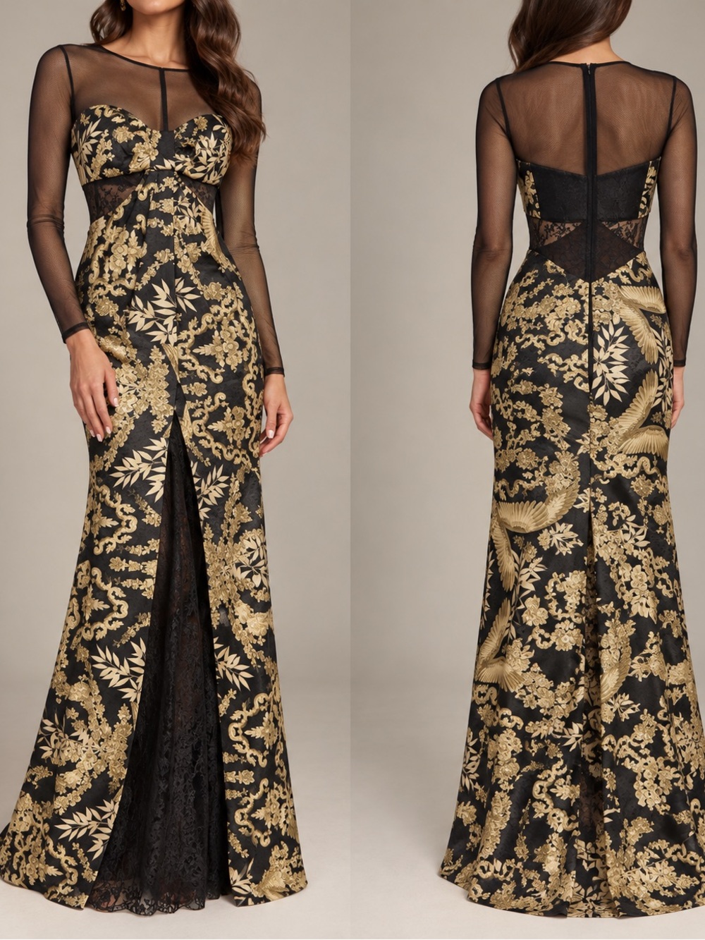 John Paul Ataker Black & Gold Evening Gown – Size 36 ✨
